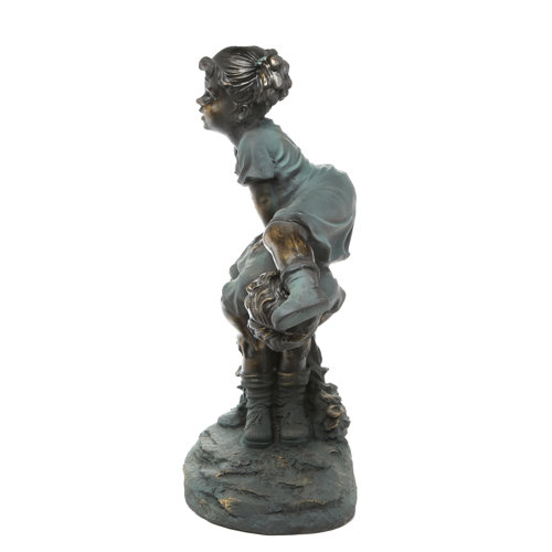 Red Barrel Studio® Kapitz Girl Jumping over Boy Outdoor Statue